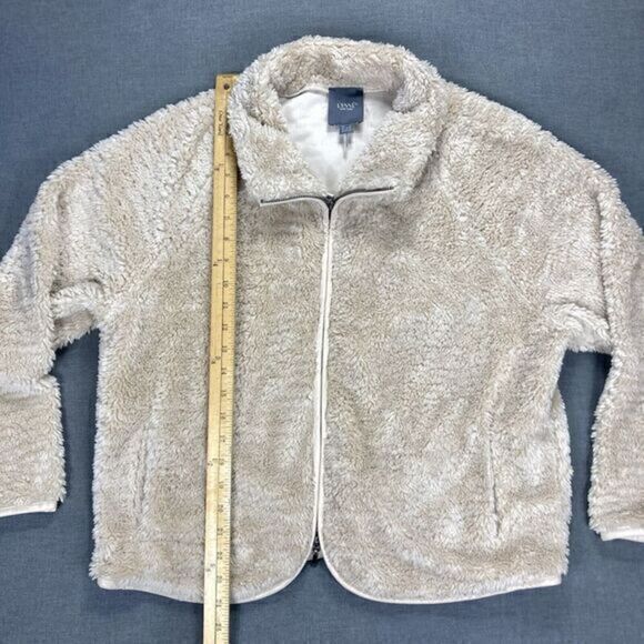 Lysse Fleece Jacket Womens Sz L Beige Elora Sherpa Full Zip Cozy Teddy Bear Coat - Picture 14 of 16